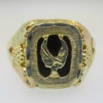 10K Yellow Gold 12K Black Hills Gold Bird Black Onyx Ring Size 9 - Image 3