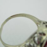 Vintage 14k White Gold Created Ruby with Filigree Accents Size 7 3/4 - Image 2