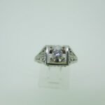 Vintage Platinum Approx .18ct Round Brilliant Cut Diamond Ring with Filigree Accents Size 6 - Image 3