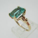 Vintage 10k Yellow Gold Synthetic Green Stone Size 5 1/2 - Image 3
