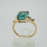 Vintage 10k Yellow Gold Synthetic Green Stone Size 5 1/2 - Image 2