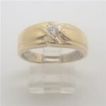 14k Yellow Gold Men's Wedding Band Ring with Approx .22ct Diamond Accent Size 10 - Image 2