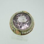 14k White Gold Light Purple Quartz and Seed Pearl Ring with Rose Gold Accents Size 7 1/2 - Image 2