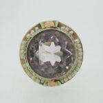14k White Gold Light Purple Quartz and Seed Pearl Ring with Rose Gold Accents Size 7 1/2