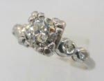 Vintage 1920’s Platinum Approx. .65ct European Cut Diamond Ring with 4 Single Cut Diamond Accents. Size 6 ½ * - Image 3