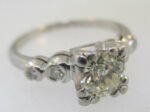 Vintage 1920’s Platinum Approx. .65ct European Cut Diamond Ring with 4 Single Cut Diamond Accents. Size 6 ½ * - Image 2