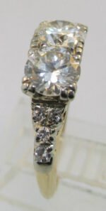 Vintage 1920’s. 14k Yellow Gold 2 Approx. .65ct Round Brilliant Cut Diamonds with 8 Single Cut Accent Diamonds. Size 6 ¾ * - Image 2