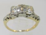 Vintage 1920’s. 14k Yellow Gold 2 Approx. .65ct Round Brilliant Cut Diamonds with 8 Single Cut Accent Diamonds. Size 6 ¾ *