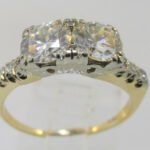 Vintage 1920’s. 14k Yellow Gold 2 Approx. .65ct Round Brilliant Cut Diamonds with 8 Single Cut Accent Diamonds. Size 6 ¾ *
