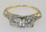 Vintage 1920’s. 14k Yellow Gold 2 Approx. .65ct Round Brilliant Cut Diamonds with 8 Single Cut Accent Diamonds. Size 6 ¾ * - Image 3
