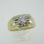 14k Yellow Gold Approx .50ct Round Brilliant Cut Diamond Men's Ring Size 10 - Image 2
