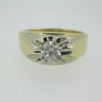 14k Yellow Gold Approx .50ct Round Brilliant Cut Diamond Men's Ring Size 10 - Image 3