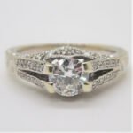 Vintage Art Deco 18k White Gold Approx .85ct Diamond Engagement Ring Size 9 1/4
