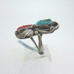 Vintage Sterling Silver Signed Juan Martinez Turquoise & Coral Ring Size 8.25 - Image 3