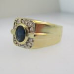 14k Yellow Gold Sapphire and Approx .15ct TW Diamond Halo Accents Size 10 - Image 2