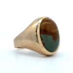 10K Y Gold Brushed Finish Jasper Bezel Set Mens Ring Size 9 - Image 2