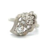 Vintage circa 1930s White Gold Round .25ct TW Diamond Ring Size 5.5