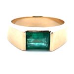 14K Yellow Gold Emerald Cut 1.0 ct. Emerald Ring Size 7