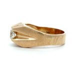 14K Yellow Gold APP .75ct Round Diamond Brushed Geometric Cathedral Setting Unisex Wedding Band Size 9 - Image 2