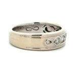 14K White Gold APP .50cttw Diamond Accented Infinity Design Mens Wedding Band Size 10 - Image 2
