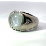 14k White Gold Natural Blue Star Sapphire Ring with Single Cut Diamond Accents Size 8 3/4 - Image 2