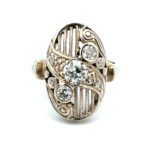 Vintage 14k White Gold Approx .75cttw European Cut Diamond Ring Size 4 1/4