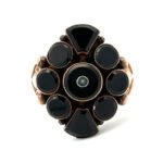 Vintage Antique 10k Rose Gold Black Onyx Georgian Ring Size 8.5