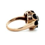 Vintage 10k Yellow Gold Black Onyx Flower Ring with Single Cut Diamond Accent Size 4 1/4 - Image 2