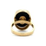 Vintage 14K Yellow Gold Oval Cabochon Black Onyx Ring Size 6 1/4 - Image 3