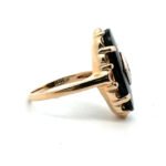 Vintage 10k Yellow Gold Oblong Black Onyx Ring with Diamond Center Accent Sz 6.5 - Image 2