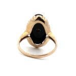 Vintage 10k Yellow Gold Oblong Black Onyx Ring with Diamond Center Accent Sz 6.5 - Image 3