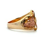 10k Yellow & Black Hills Gold Stamper 4 Leaves Fashion Ring Size 8 1/4 - Image 2