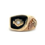 10K Yellow Gold Black Hills Gold Diamond Harley Davidson Ring Size 8.75