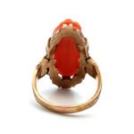 Vintage 10K Yellow Gold Coral Cameo Ring Size 6.5 - Image 3