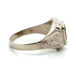 10k White Gold Citrine Men's Ring with Detailing on Band Ring Size 11 - Image 2