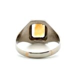 10k White Gold Citrine Men's Ring with Detailing on Band Ring Size 11 - Image 3