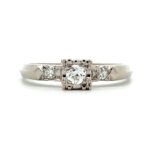 Vintage Retro 14k White Gold Approx .17cttw Diamond Ring Size 8.25