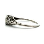 Vintage 18k White Gold App .06ct Round Brilliant Cut Diamond Ring with Filigree Accents Size 8 1/4 - Image 2