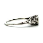 Vintage 18k White Gold App .06ct Round Brilliant Cut Diamond Ring with Filigree Accents Size 8 1/4 - Image 3