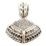 Sterling Silver Gail Scott Pave Diamond Weave Cable Pendant - Image 2