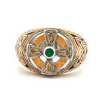 Sterling Silver Franklin Mint Power Emerald Isle Celtic Cross Ring Size 11.75
