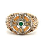 Sterling Silver Franklin Mint Power Emerald Isle Celtic Cross Ring Size 11.75