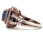 Rose Gold Plated Sterling Silver Square Blue Gem Ring Size 7 - Image 2