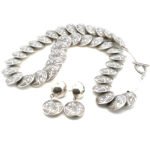 Southwest Sterling Silver Circular Basket Beach Concho Stud Earrings and Necklace Set