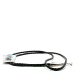 Vintage Southwest Native American Sterling Silver Rectangular Multi-Gem Inlay Bolo Tie - Image 2
