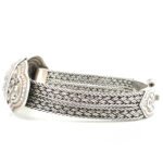 Vintage Retro Thia Floral Sterling Silver Mesh Byzantine Chain Bracelet - Image 2
