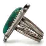 Kirk Signed Navajo Vintage Sterling Silver Triple Leaf and Green Turquoise Ring Size 5.5 - Image 2