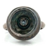 Signed Paula Sparks Vintage Sterling Silver Artisian Crater Ring Size 7.75
