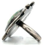 Marked Vintage Native Sterling Silver Oval Green Turquoise Ring Size 8 - Image 2