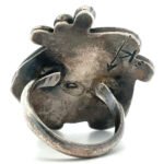 Marked Vintage Native Sterling Silver Oval Green Turquoise Ring Size 8 - Image 3
